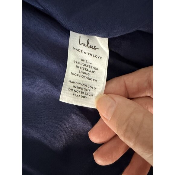 Lulus Blue Smocked Ruffle Long Sleeve Mini Dress XL Swiss Dot Sheer Sleeves - Picture 9 of 12